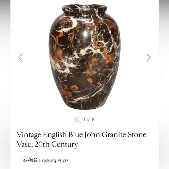 Vintage RARE English Blue John Granite Stone Vase & Box Set - Picture 16 of 16